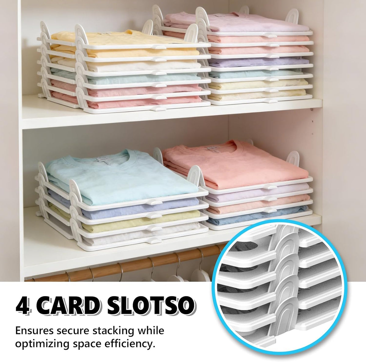 Accenter 10Pcs Stackable Closet Organizer & Shirt Folding Board Bundle