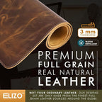 ELIZO Leather Desk Pad Real Leather Desk Mat Thick Double Layer Cover Blotter - Image 3