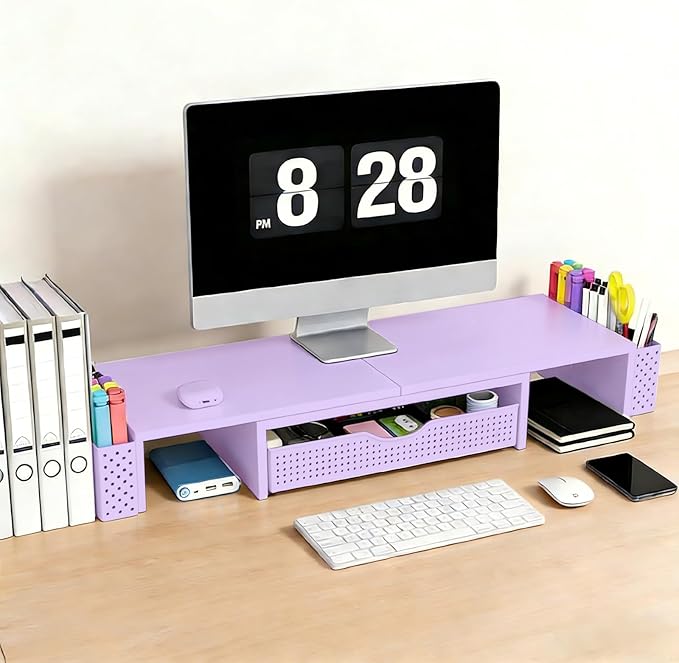 Spacrea Metal Desk Organizers and Accessories, Dual Monitor Stand Riser - Image 2