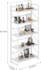 JSB No Assembly Folding Bookshelf, 5 Tier Industrial Metal Book Shelf - Image 3