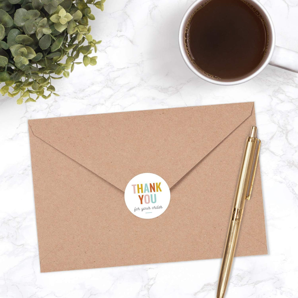 Thank You for Your Order Stickers / 500 Business Appreciation Labels / 1.5" Multi-Color Small Business Thanks Stickers/Made in The USA