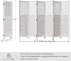 Svimi Folding Room Divider, 66.9 Inch 6 Panels Wood Carved Privacy Screens - Image 6