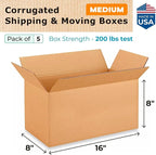 Medium Moving & Shipping Boxes 16 x 8 x 8 inches - Image 2