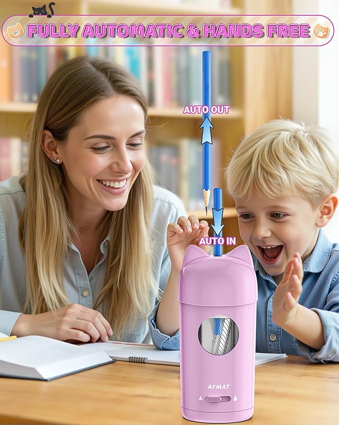 AFMAT Electric Pencil Sharpener, Automatic Pencil Sharpener, Auto in & Out - Image 2