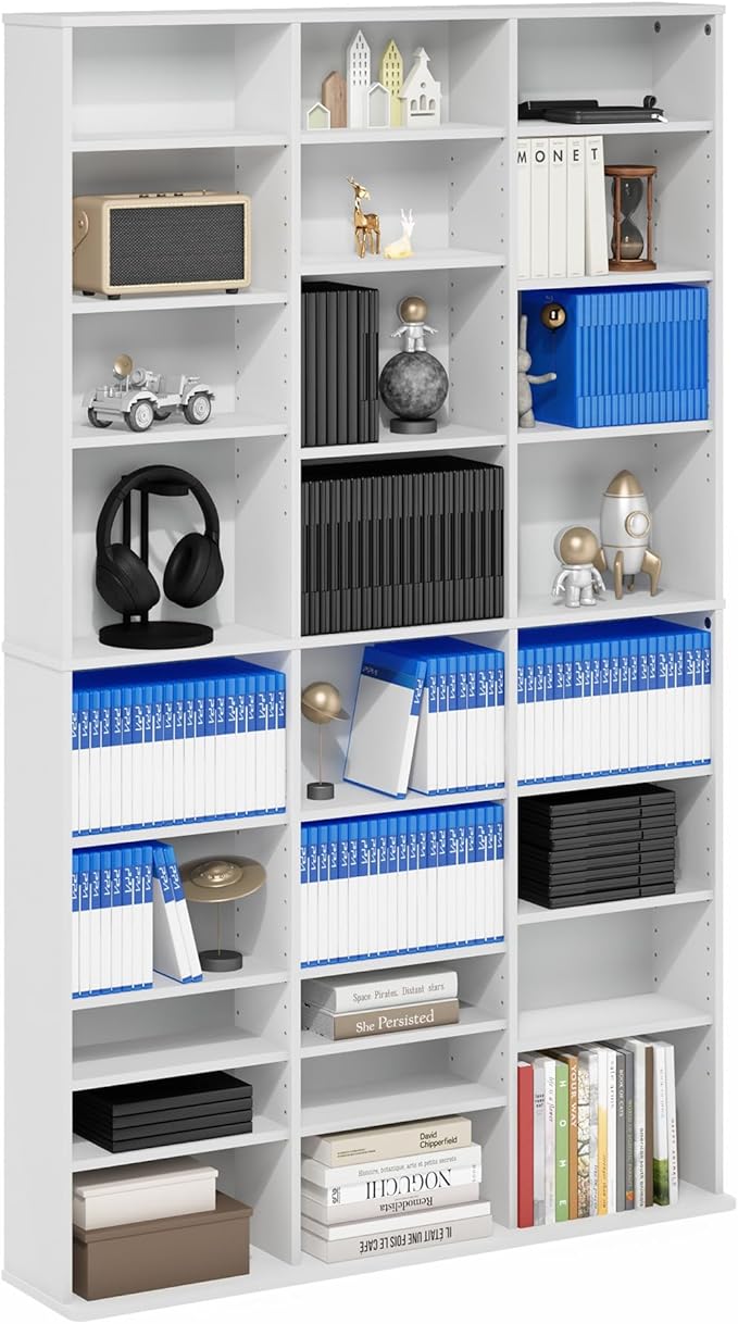 Furinno Jaya DVD Shelf, Wide 24-Shelf CD Rack, Media Shelf by Furinno-FitsYourSpaceFitsYourBudget