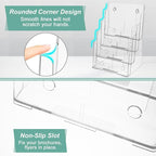 Argvey Acrylic Brochure Holder 8.5 x 11 inches, 4 Tier Clear Brochure Display - Image 4