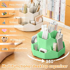 Pencil Pen Holder for Desk, 9 Slots 360 Degree Rotating Desk Organizers - Image 2