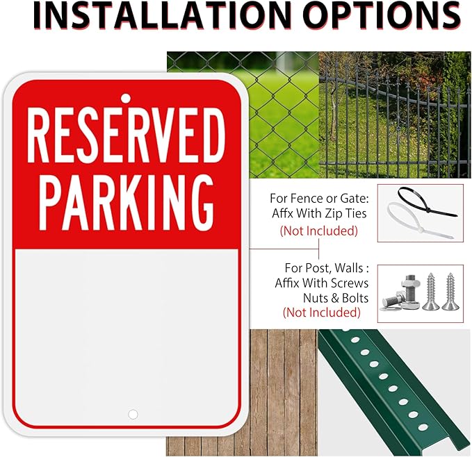 Blank Reserved Parking Sign, 18x12 Inches Rust Free Reflective Aluminum - Image 3