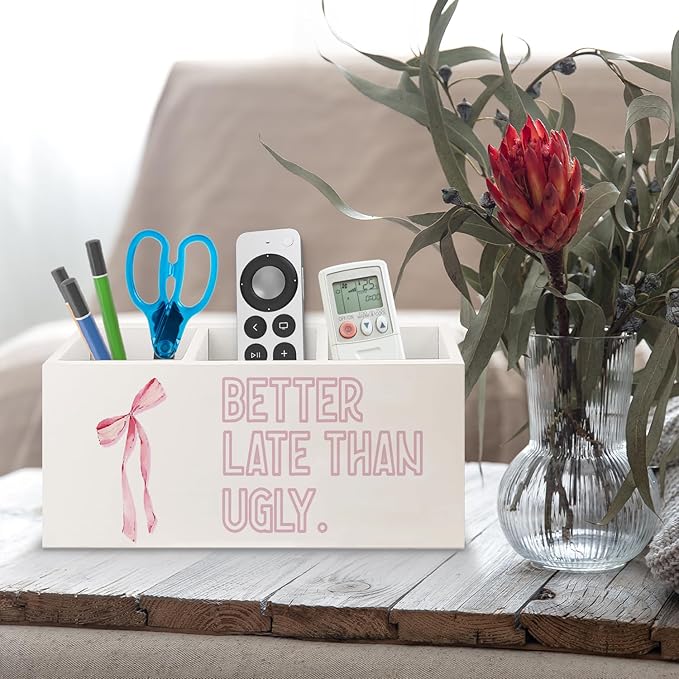 URLLUAE Better Late Than Ugly Funny Pink Makeup Brush Toothbrush Holder - Image 5