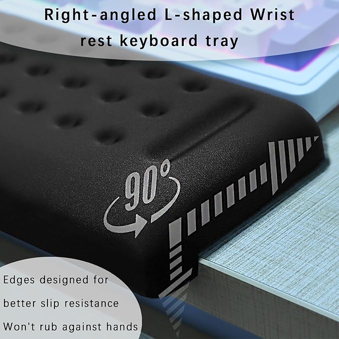 Pack of 2 L-Shaped Wrist Rest Keyboard, Memory Foam Arm Rest Desk, Ergonomic - Image 7