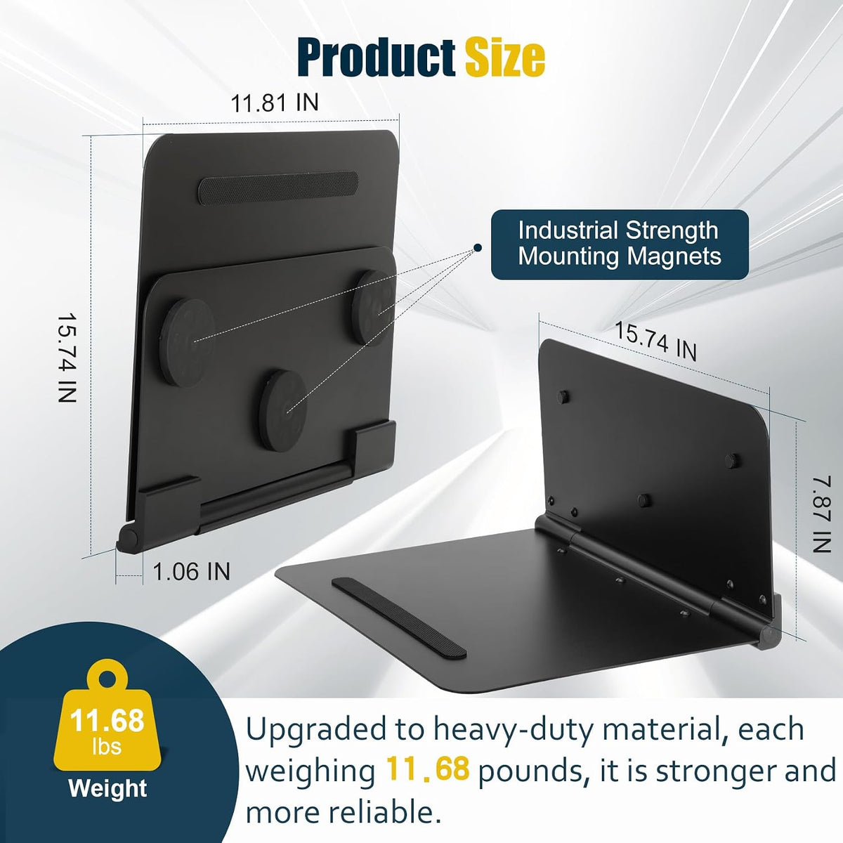 Magnetic Laptop Shelf with Bag & 3 Super Strong Magnets, 50 lb Capacity