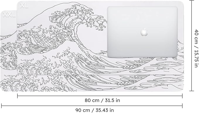 iCasso White Mouse Pad, Extended Gaming Mouse Pad, Large Stable Rubber Base - Image 2