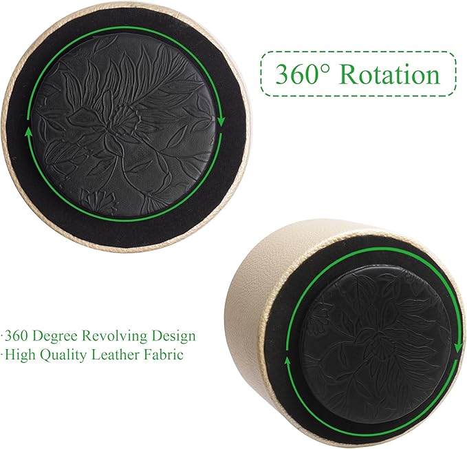 Hennaja Round Leather Art Supply Organizer, Remote Control Holder, 360 Degree - Image 4