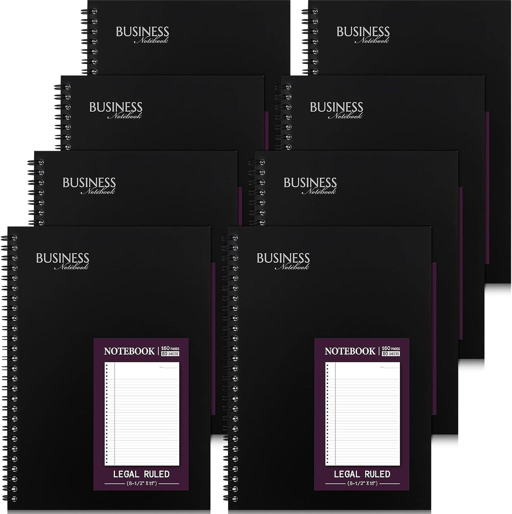 Resurhang 8 Pack Wirebound Business Notebook Legal Ruled Spiral Notebook 8-1/2"