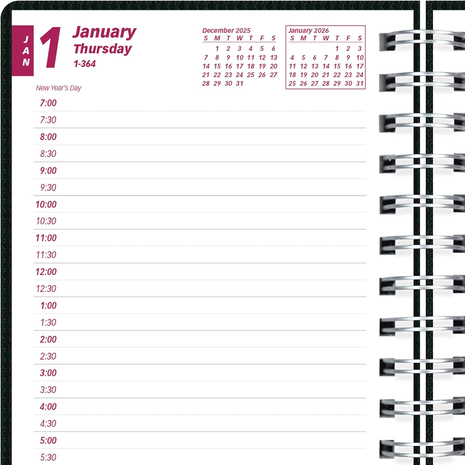 Brownline® 2026 DuraFlex Daily/Monthly Planner, Appointment Book, 12 Months, January to December, Twin-Wire Binding, 8" x 5", Black (CB634V.BLK-26)