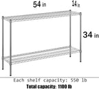 Regal Altair 14" Deep x 54" Wide x 34" Height Wire Shelving Kit | 2-Tier | NSF - Image 3