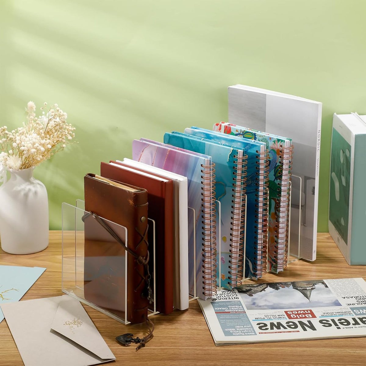 Ctosree 15 Compartments Acrylic Desk File Organizer