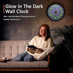 Oxmidud Glow in The Dark 3D Numerals Wall Clock，12 Inch Retro Silent - Image 7