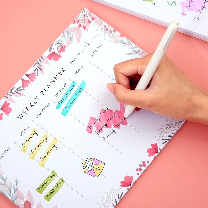 Weekly Planner Notepad Tear Off Set of 2 Weekly Calendar Pad 52 Undated To Do - Image 9