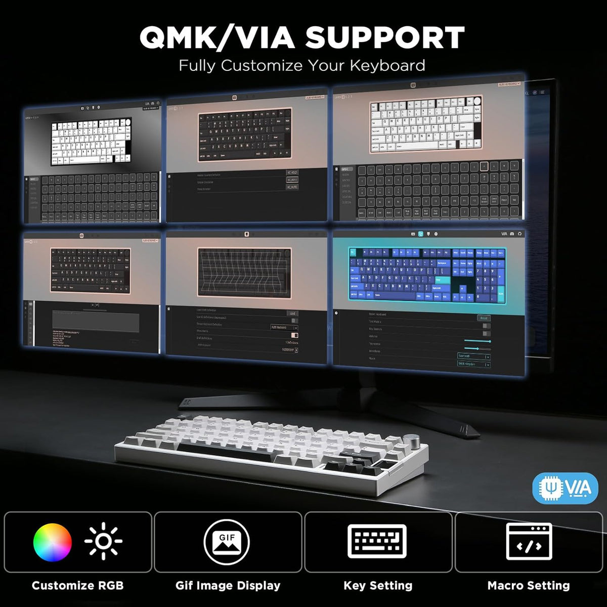 YUNZII AL80 75% Wireless Aluminum Mechanical Keyboard(Silver,Cocoa Cream)