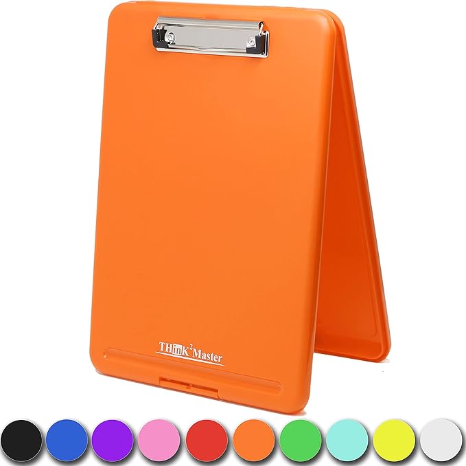 Think2Master Orange Plastic Storage Clipboard. | 25% Heavier & 25% Sturdier| by Think2Master