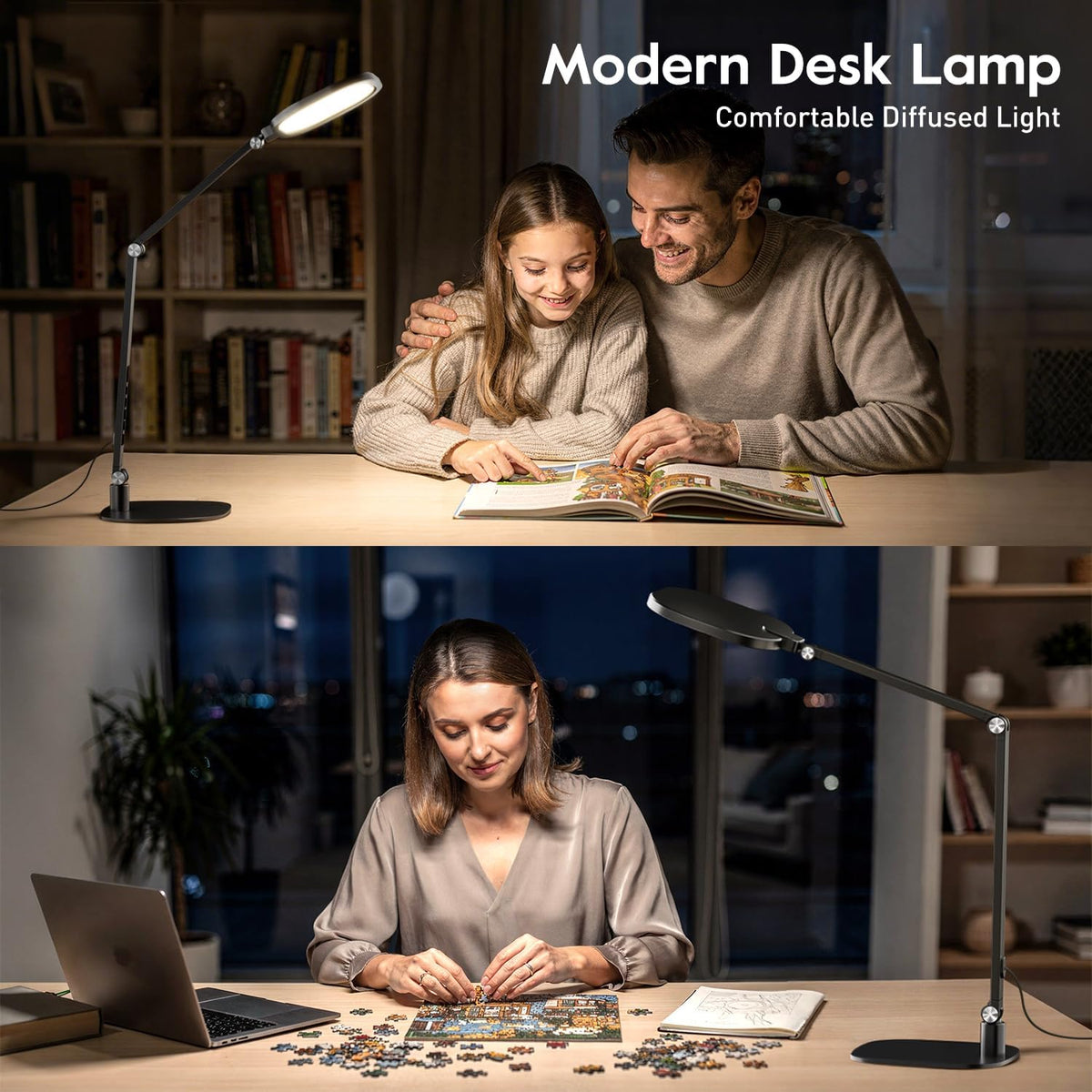 litones led desk lamp for home office, soft on a desk or shelf
