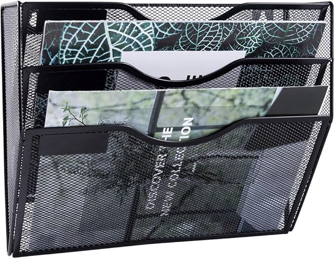 EASEPRES 3 Pocket Mesh Hanging Wall File Organizer, Wall Mounted Mail Paper - Image 4