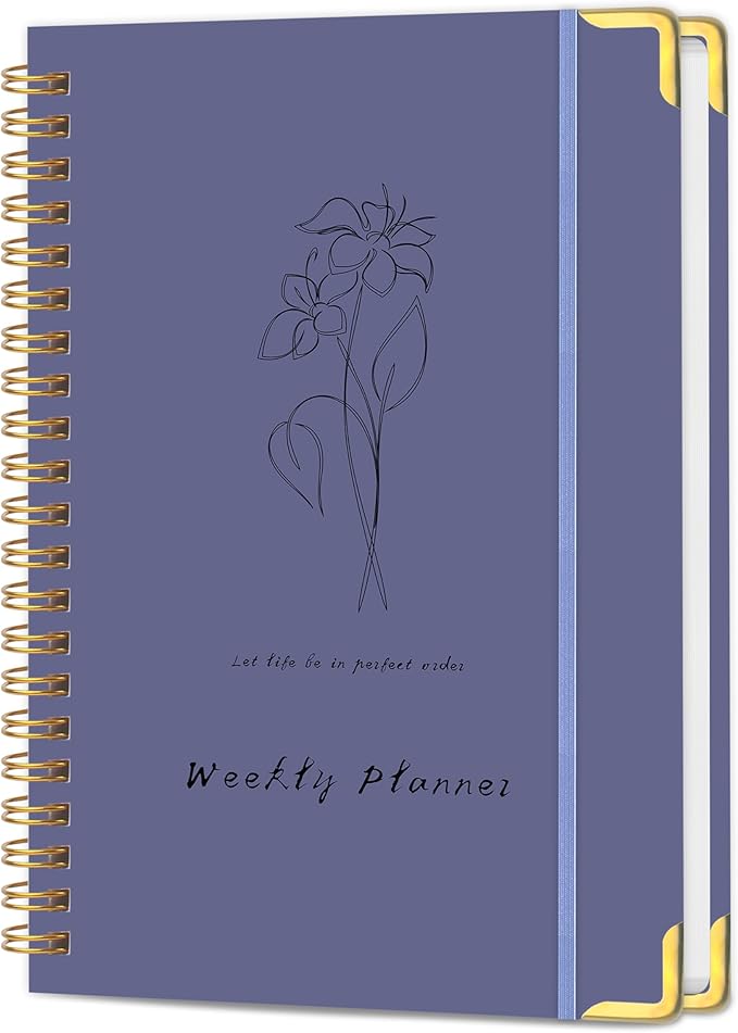 Undated Weekly Planner with Metal Corner Hardcover Notebook, A5 Size Journal by KAICNPAPER
