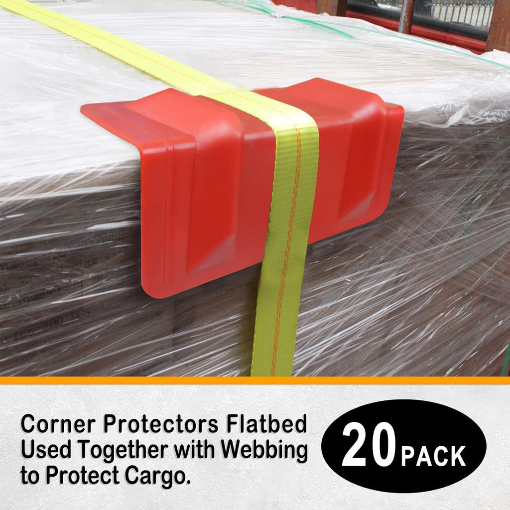 ENJ 20 Pack Flatbed Edge Protectors for Cargo Loads Corner Protectors Flatbed Used Together with Webbing to Protect Cargo, Red | Corner Protectors Flatbed Used Together with Webbing to Protect Cargo, Red