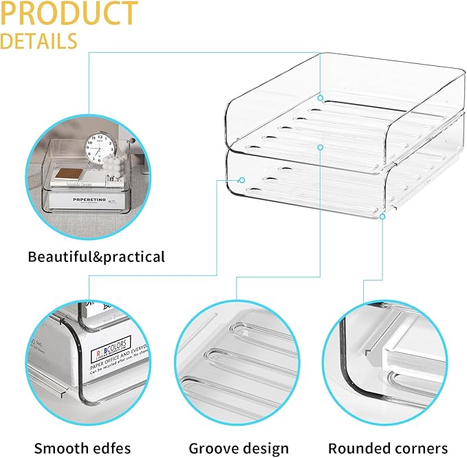 FANXIYQ 2-Tier Acrylic Paper Tray Organizer - Image 3