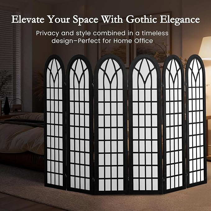 Asnefeli 6 Panel Japanese Room Divider, Shoji Style Partition Divider, Fully - Image 2