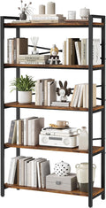 5 Tier Bookshelf 31.49" Width, Book Organizers and Storage, Wood and Metal Tall by Homeiju