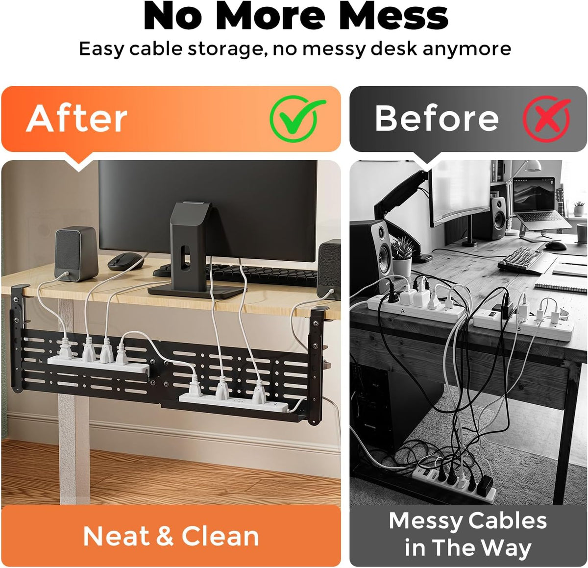 JOY worker 4-in-1 Clamp on Above/Under Desk Pegboard Cable Management Tray