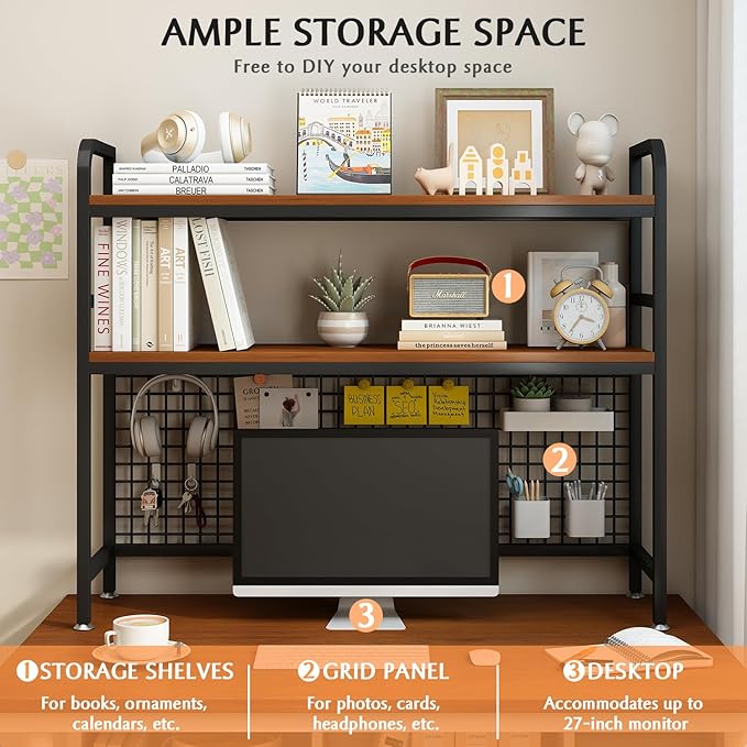 IOTXY 2-Tier Desktop Hutch Bookshelf - Image 4