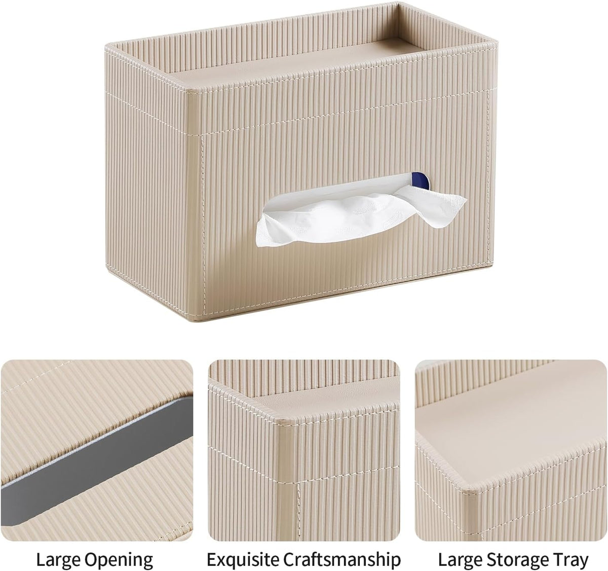 Rectangular Tissue Box Cover PU Leather Tissue Box Holder Rectangle