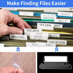 Reastar 120 Pcs Hanging File Folder Tabs, with 200 Pcs Inserts, Clear | Sturdy Plastic, 1/5-Cut, Fit Legal Sized File Folders, 2 in Insert for Writing on, Help Organize and Find File