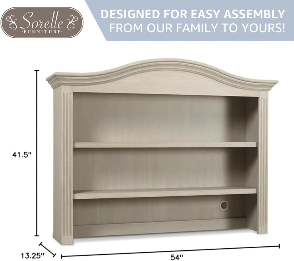 Sorelle Universal Hutch for Providence 7 Drawer Double Dresser – Nursery Dresser Topper with Adjustable Shelf