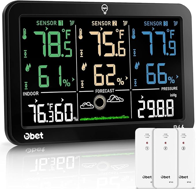 OBET Weather Station Wireless Indoor Outdoor Thermometer Wireless, Color - Image 9