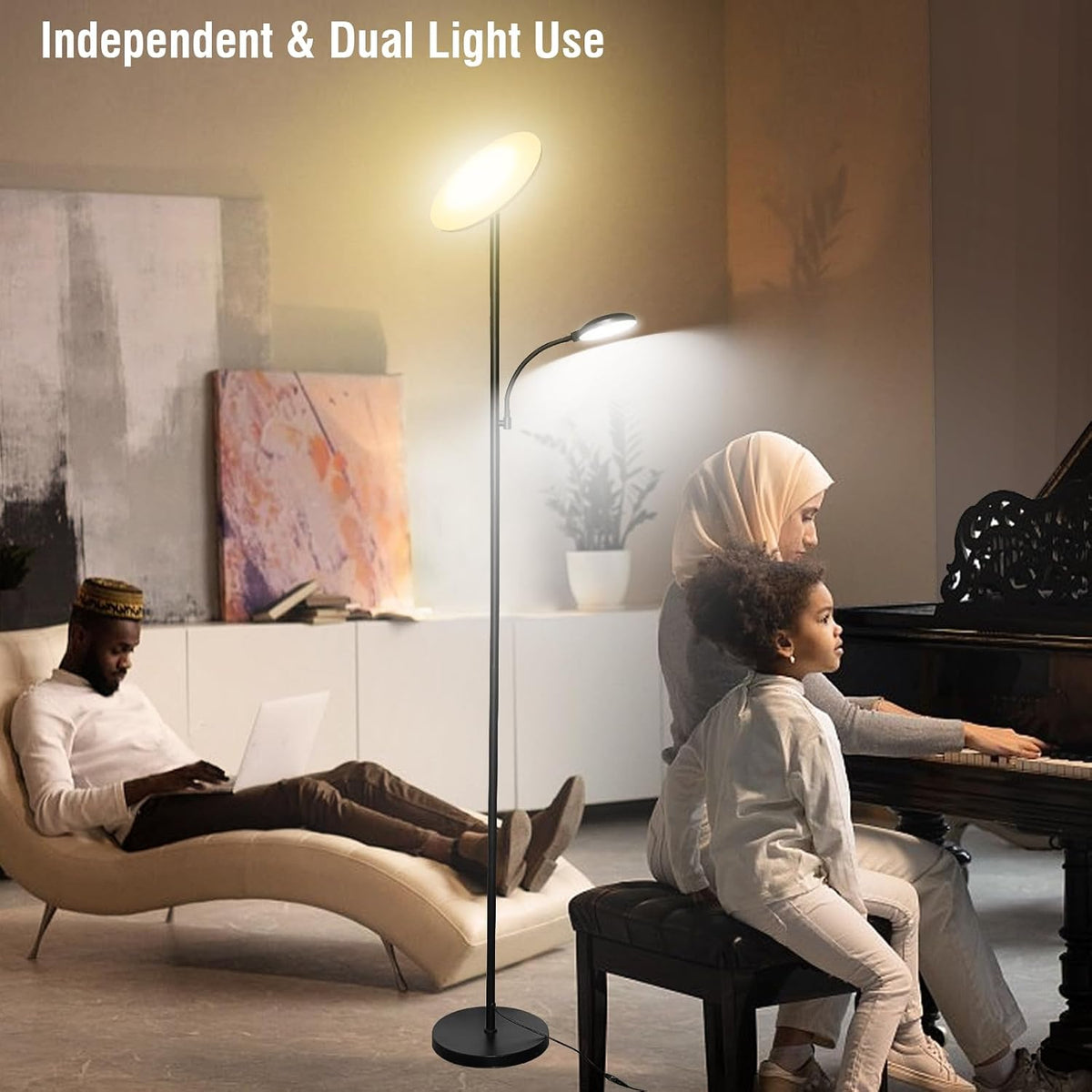 marctronic Floor Lamps for Living Room, 44W/4500LM Super Bright 2 in 1 LED Fl...