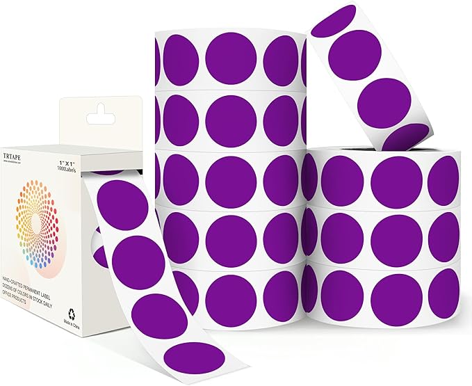 Purple 1 Inch Round Color Coding Dot Labels, 10 Rolls 10000 Dot Stickers in by Unknown