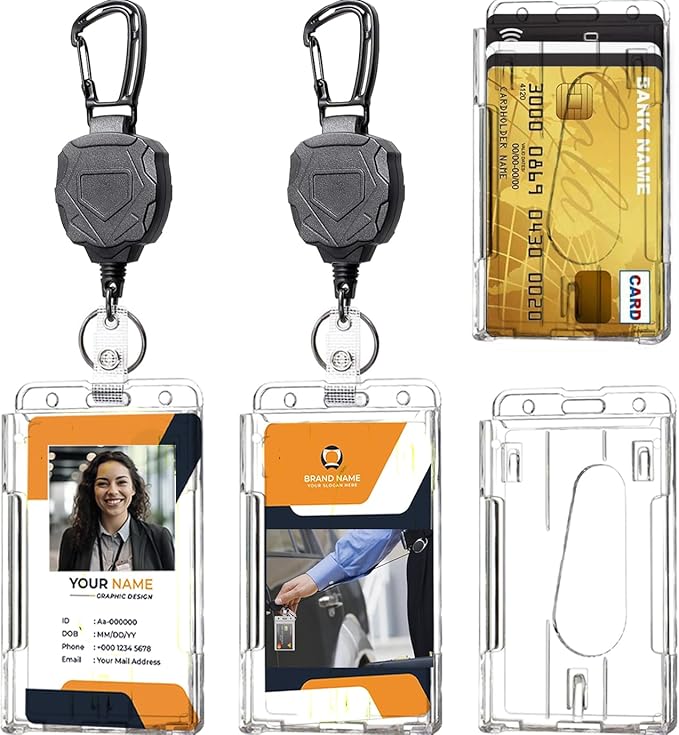 Badge Holder Retractable Clip Heavy Duty Carabiner Badge Reel Keychain by Piffny