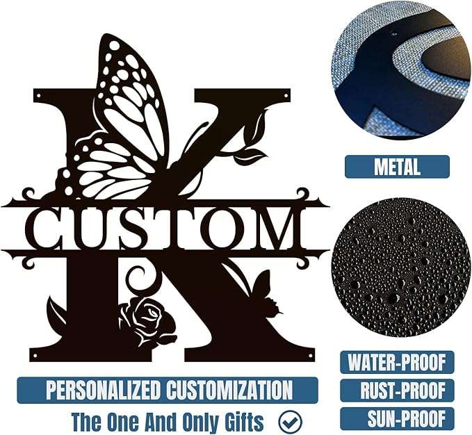 Personalized Custom Letter Name metal Signs, Custom Black Letter Monogram Wall - Image 6