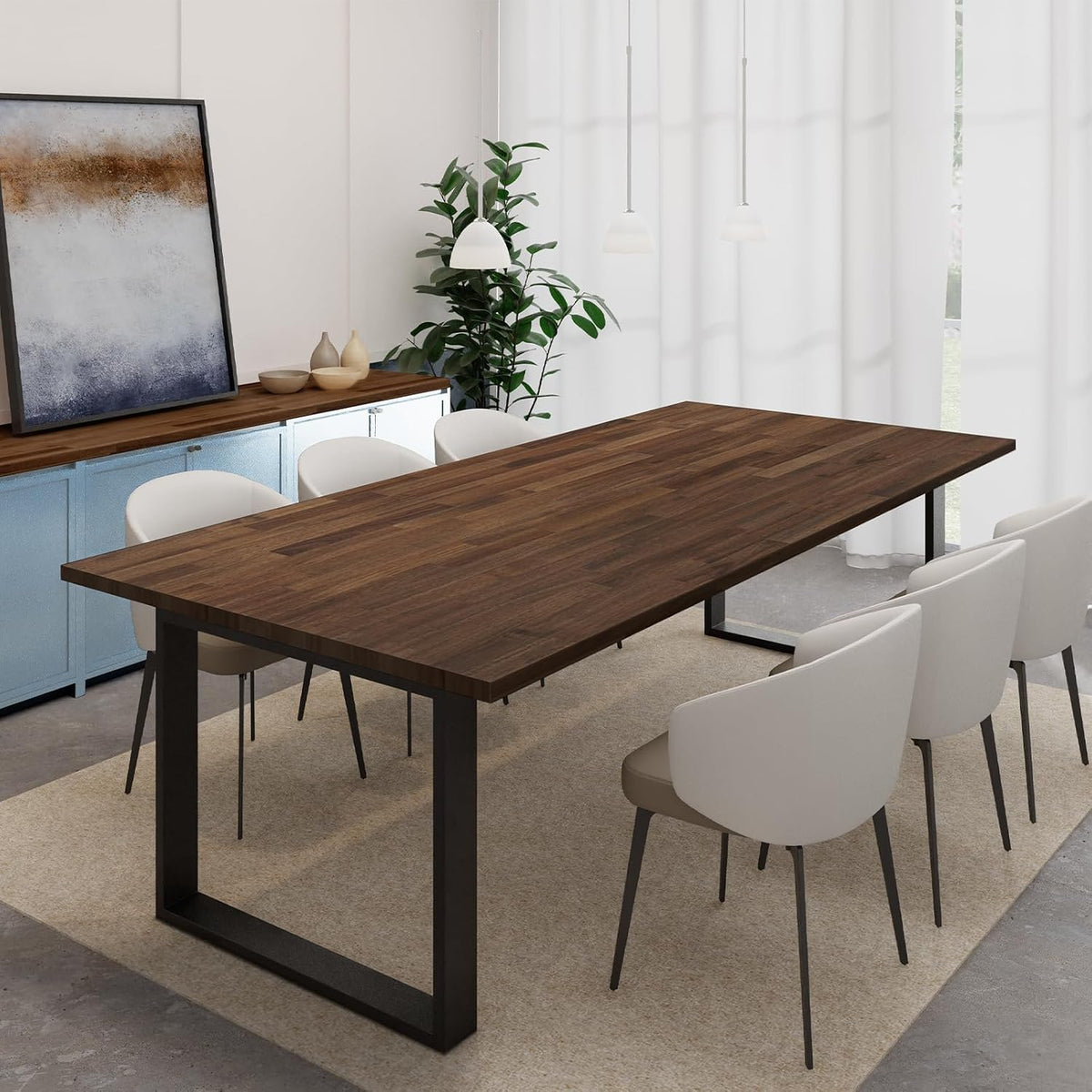 Howizz 55 x 28 in. Solid Wood Table Top, Dark Walnut Stained Acacia Desktop f...