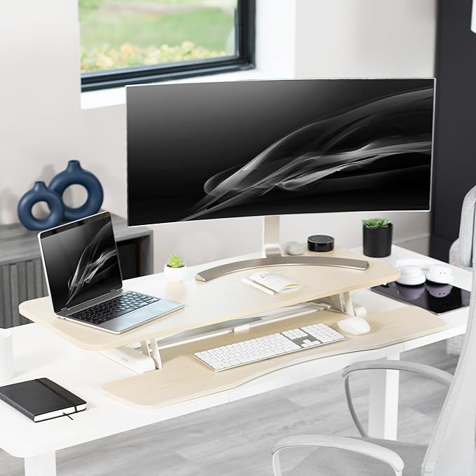VIVO 42 inch Desk Converter, K Series, Height Adjustable Sit to Stand Riser - Image 8