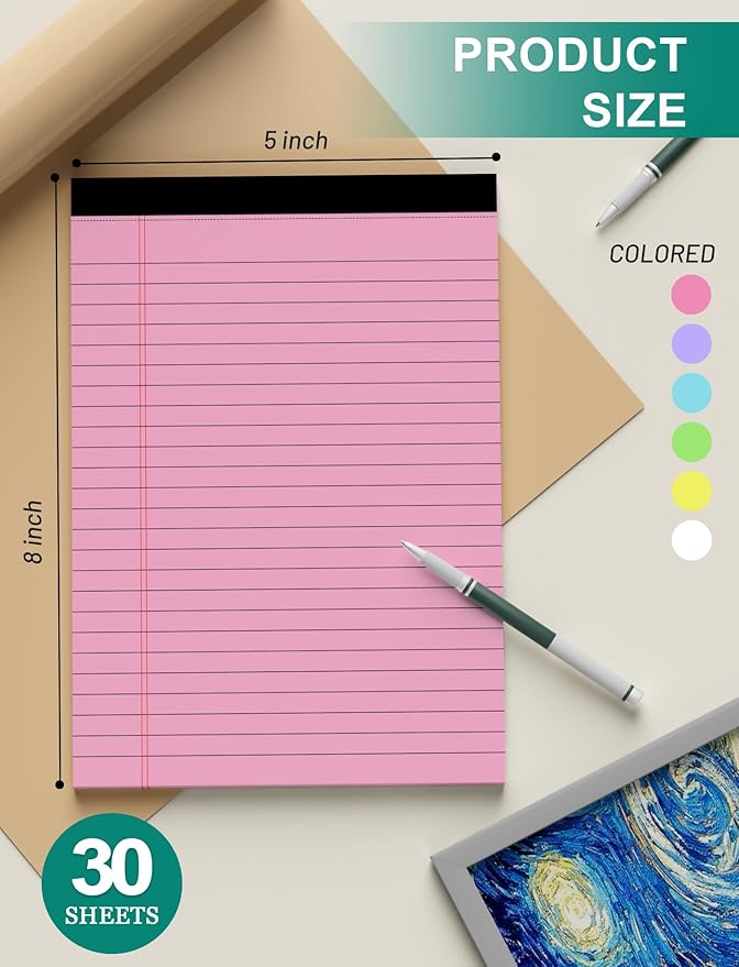 AIFLYAN 12 Pack Legal Pads 5x8 Inch Colorful Note Pads - Image 2