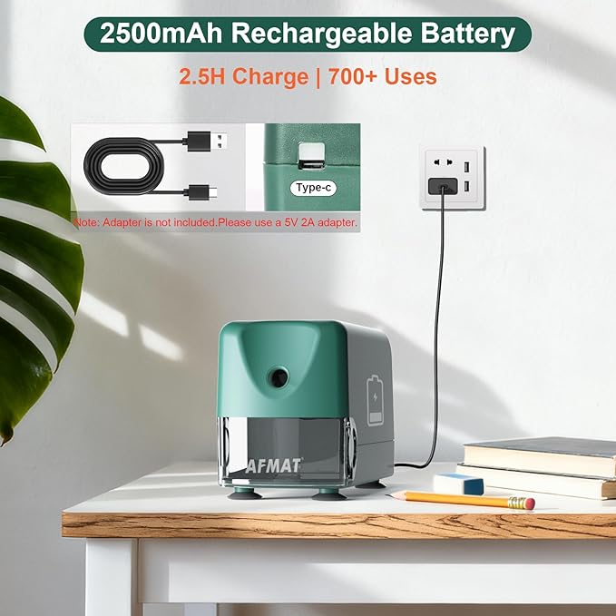 AFMAT Electric Pencil Sharpener, Cordless & Rechargeable, Heavy Duty Classroom - Image 6