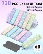 Four Candies 0.5/0.7mm Lead Refills in Case, 12 Tubes, 60 Pieces per Tube - Image 2