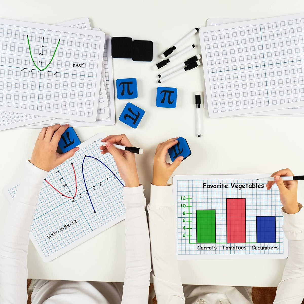 Simply Magic 12 Pack Double-Sided Dry Erase Graph Lap Boards - 12''x9...
