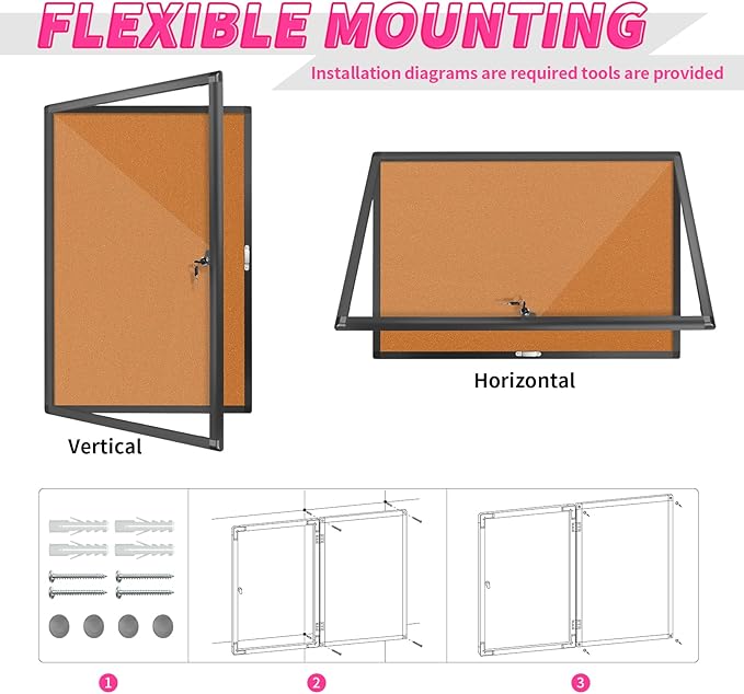 Enclosed Bulletin Board, Cork Noticeboard Board - Image 4
