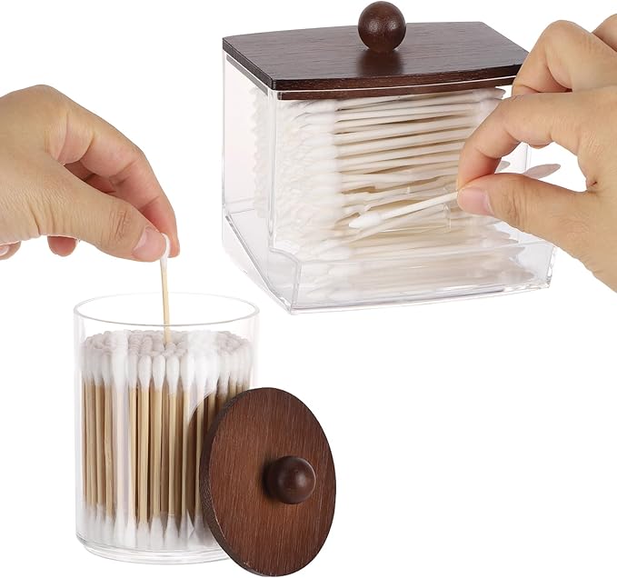 Tbestmax Qtips Holder Dispenser, 10 Cotton Ball/Swabs Storage Containers - Image 3